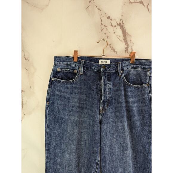 Pistola Jeans Women 31 High Rise Cropped Denim Straight Stretch Moody Button Fly - Picture 2 of 11